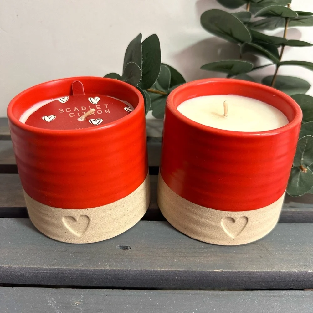 Set of 2 - Opalhouse Scarlet Citron 10.3oz Ceramic Jar Scented Candle - NEW
